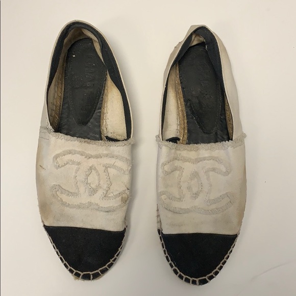 chanel canvas flats